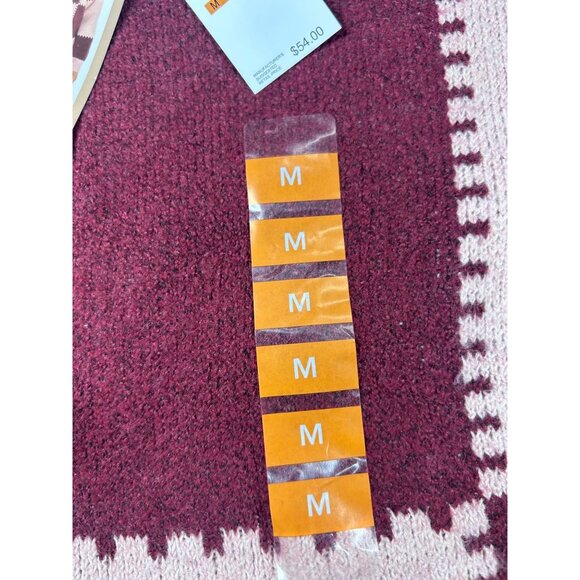 Bearpaw Sweater Women's Size M Plaid Pattern Pink & Burgundy Polyester Blend - Picture 8 of 9